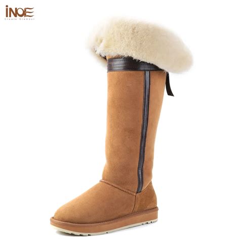 Buy Inoe Over The Knee Real Suede Sheepskin Leather