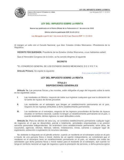 PDF LEY DEL IMPUESTO SOBRE LA RENTA LEY DEL IMPUESTO SOBRE LA RENTA