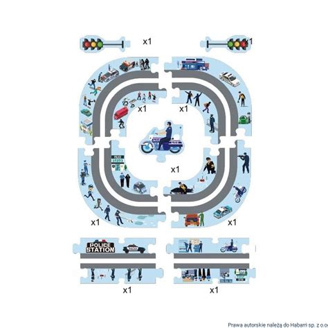 Droga tor dla samochodów Policja Puzzle 44 elementy Sklep Habarri pl