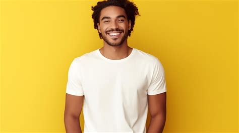 Premium Ai Image A Man Smiling While Looking Off Wearing A Plain