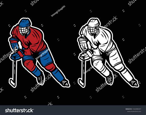 Vector Illustration Ice Hockey Player Action Stock Vector Royalty Free