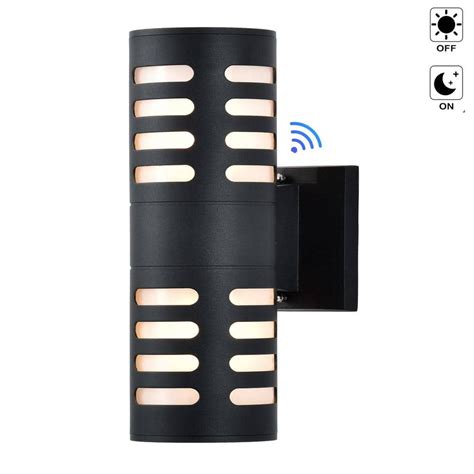 Black Motion Sensing Dusk To Dawn Outdoor Hardwired Cylinder Wall