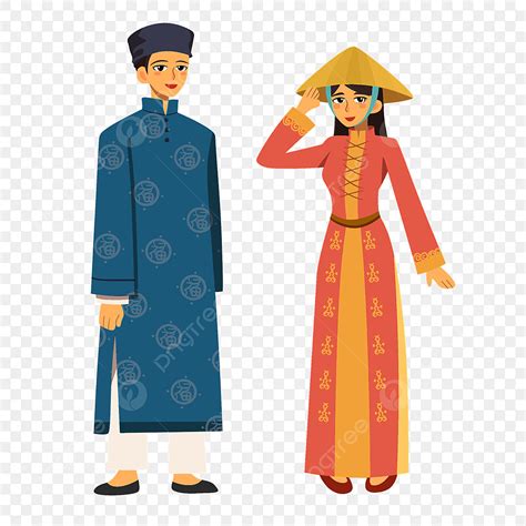 Traditional Vietnamese Clipart PNG Images Cartoon Men And Women In