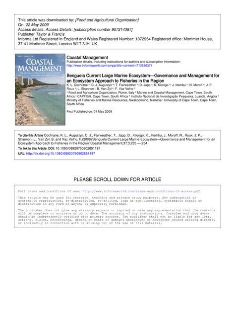 (PDF) Benguela Current Large Marine Ecosystem—Governance and Management ...