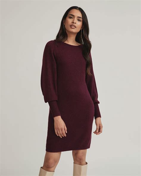 Spongy Pointelle Boat Neck Sweater Dress Rw Co