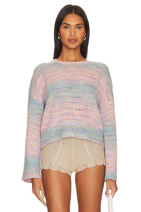 525 Liyan Space Dye Crew Neck Pullover Sweater In Lagoon Multi REVOLVE