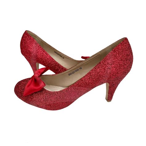 Red Bow Shoes Red Glitter Heels Bow Glitter Shoes Shoes With Bow