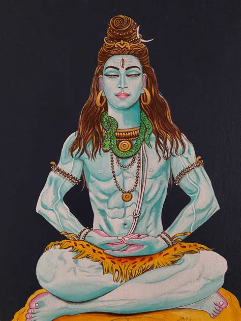 Buy Shiva Meditating Handmade Painting by SANDHYAMISHRA PRAMANIK. Code ...