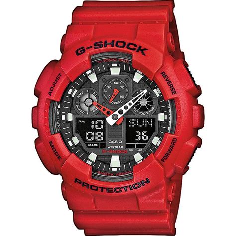 Casio G Shock Protection Armbanduhr Sportuhr Rot Schwarz GA 100B 4AER