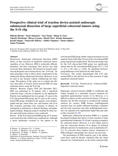 Prospective Clinical Trial Of Traction Device Assisted Endoscopic