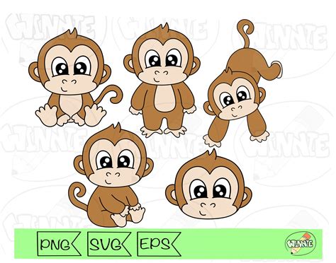 cute monkey svg clipart monkey clip art baby safari animal etsy ireland