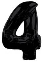 Large Black Number 4 Balloon