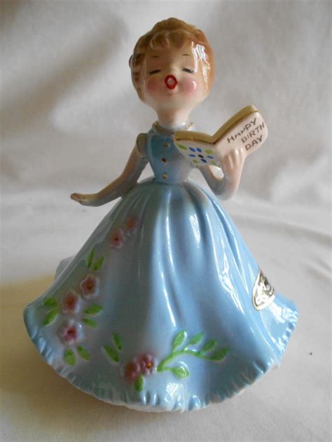 Vintage Josef Originals Happy Birthday Music Box Figurine Antique