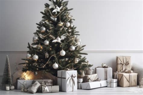 Premium AI Image Christmas Tree Surrounded By Gifts On A White Background