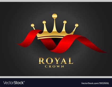 Royal Crown Background With Red Ribbon Royalty Free Vector