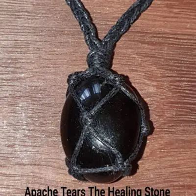 For Sale Apache Tears Obsidian Necklace Dragon Glass Pendant