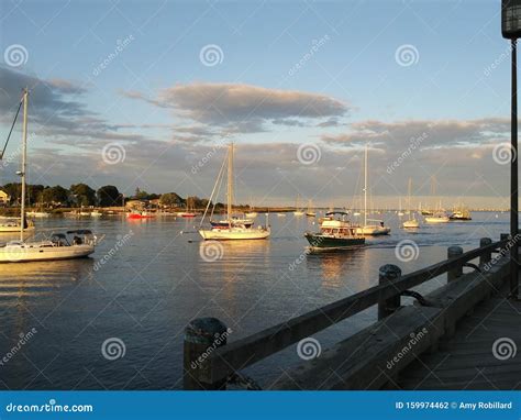 Newburyport Harbor Sunset Boardwalk Summer Stock Photo - Image of ...