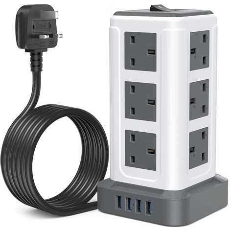 Buy Tower Extension Lead Vertical Power Strip 3250W 13A Multi Plug