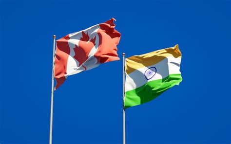 Premium Photo | Beautiful national state flags of India and Canada together