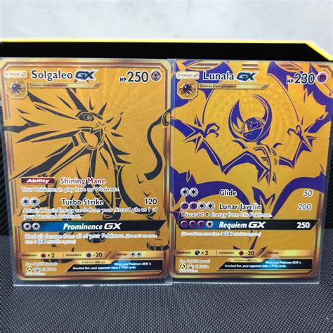 Pokemon TCG Solgaleo And Lunala GX Gold Hobbies Toys Toys Games