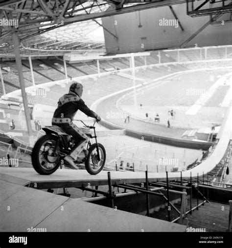 Stunt Rider Evel Knievel Practising On His Harley Davidson Motorbike Before An Attempt To Jump