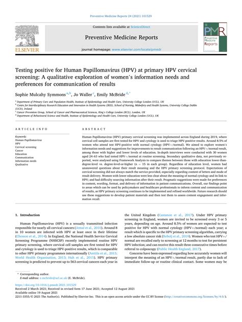 Pdf Testing Positive For Human Papillomavirus Hpv At Primary Hpv