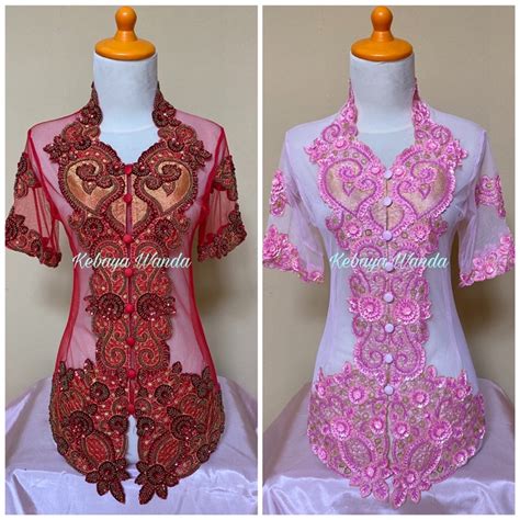 Jual Ready Kebaya Tangan Pendek Full Payet Kebaya Brokat Bordir