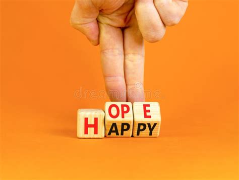 Hope And Happy Symbol Concept Words Hope And Happy On Wooden Cubes