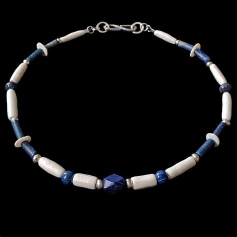 Silver Porcelain And Lapis Bead Necklace By Zoe Catherine Kendall Z65