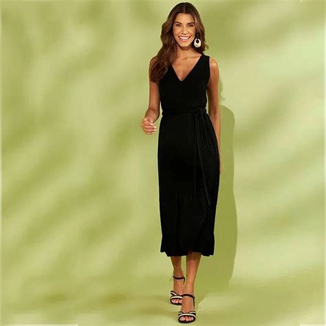 Vestido Midi Em Viscose Reserva Natural Preto Pole Modas