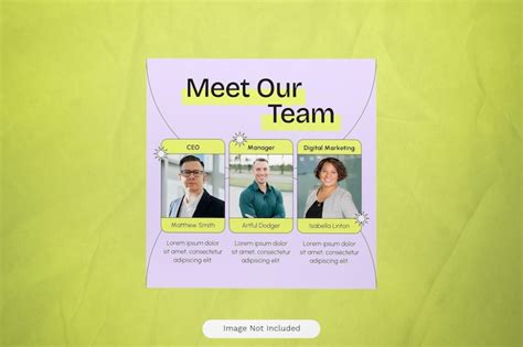 Premium Psd A Poster For Meet Our Team With Pictures Of People