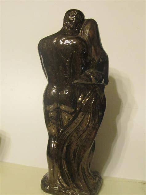 Romantic Nude Couple Ceramic Figurine With Metallic Glaze Etsy