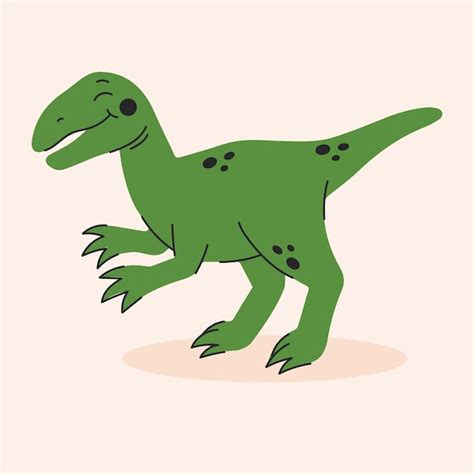 Dinossauro De Desenho Animado Dino Velociraptor Ilustra O Vetorial