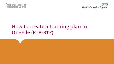 How To Create A Training Plan In Onefile Ptp Stp Youtube