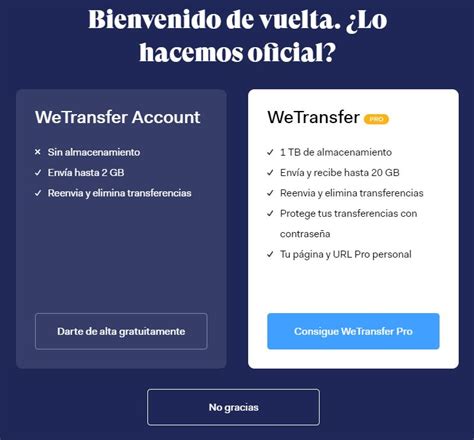 Wetransfer Gratis En Espa Ol Env A Archivos Pesados