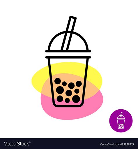 Bubble tea colorful logo milk cup symbol Vector Image