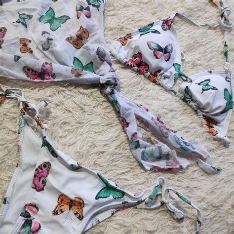 In Shein Bikini Self Tie With Cover Up Bikini Set Y K Aesthetic Swimsuit Swimwear On Carousell