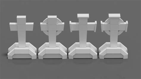 Tombstones Set 3 DIY Low Poly Paper Model Template, Paper Craft | Paper ...