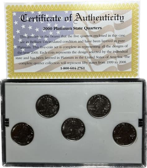 2000 P U S Platinum Edition State Quarter Collection 5 Platinum