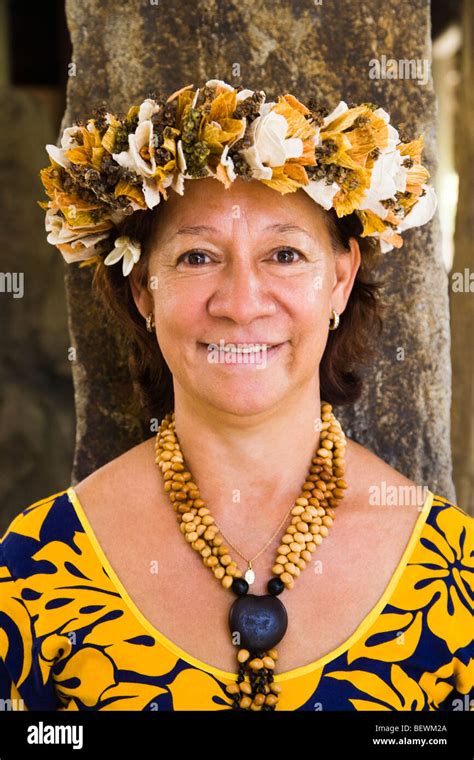 Portrait Of A Woman In Traditional Polynesian Dress Papeete Tahiti