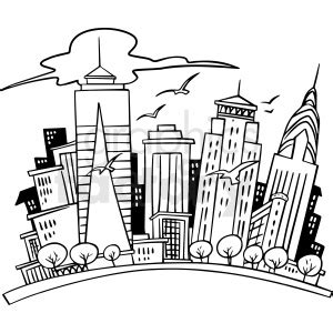 cartoon city black white vector clipart #411503 at Graphics Factory.