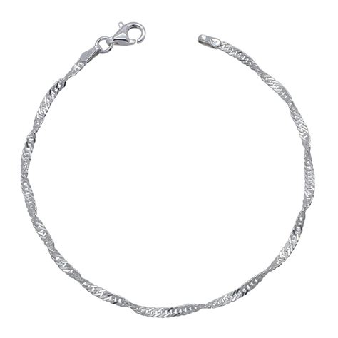 Sterling Silver 2mm Diamond Cut Singapore Link Bracelet