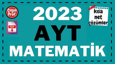 2023 AYT MATEMATİK PDF 2023 AYT Matematik Soru Çözümleri YouTube