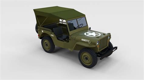 Full W Chassis Jeep Willys Mb Military Top Rev D Model Cgtrader