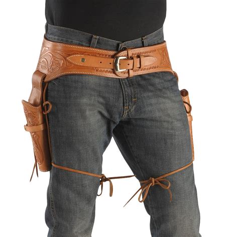 .45 Caliber Hand Tooled Leather Double-Gun Belt & Holster | Sheplers