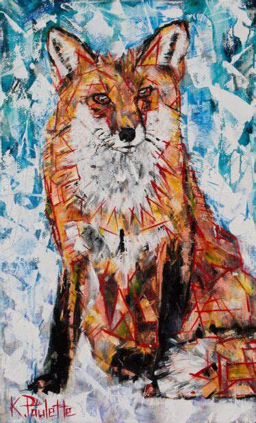 Fox Painting Abstract Animal Art Original Acrylic Canvas - Kent Paulette