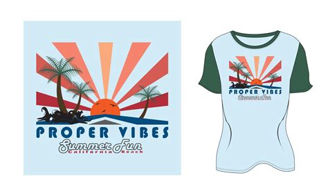 Proper Vibes Summer Fun California Beach Palm Tree Sun Vector Bird New