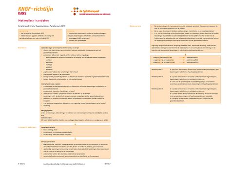 Kans Samenvatting KNGF Richtlijn KANS Methodisch Handelen Vraag 1