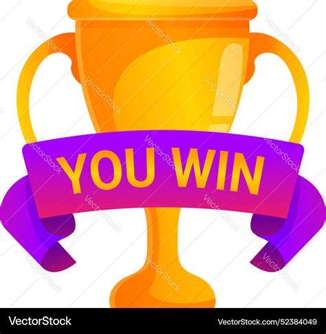 Golden trophy celebrating victory with a you win Vector Image