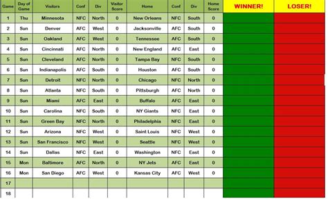 Football Pool Template (Excel, PDF) - Excel TMP